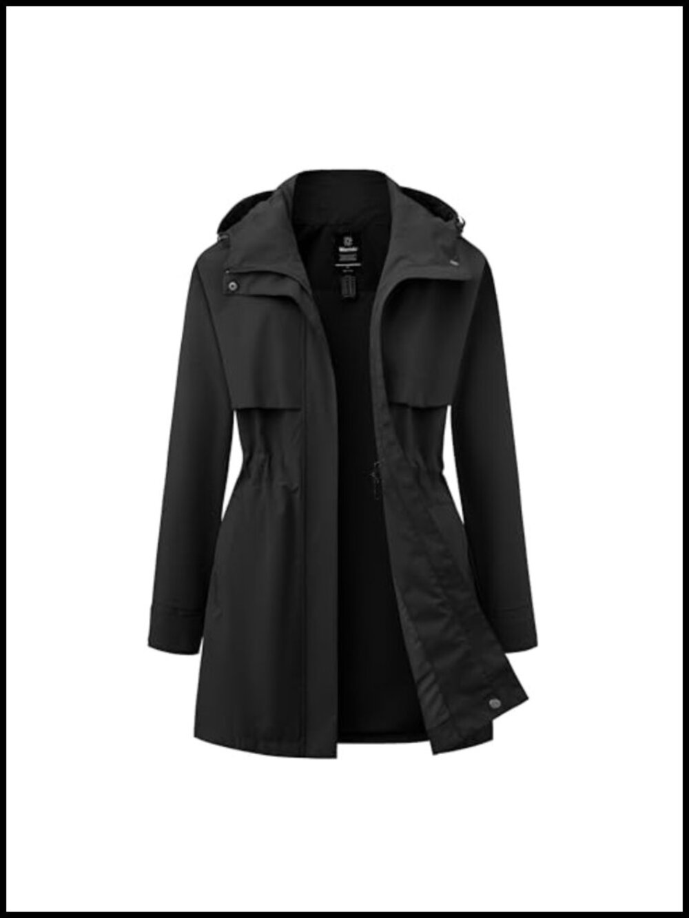 Wantdo Women's Waterproof Long Rain Coat Hooded Windproof Jacket